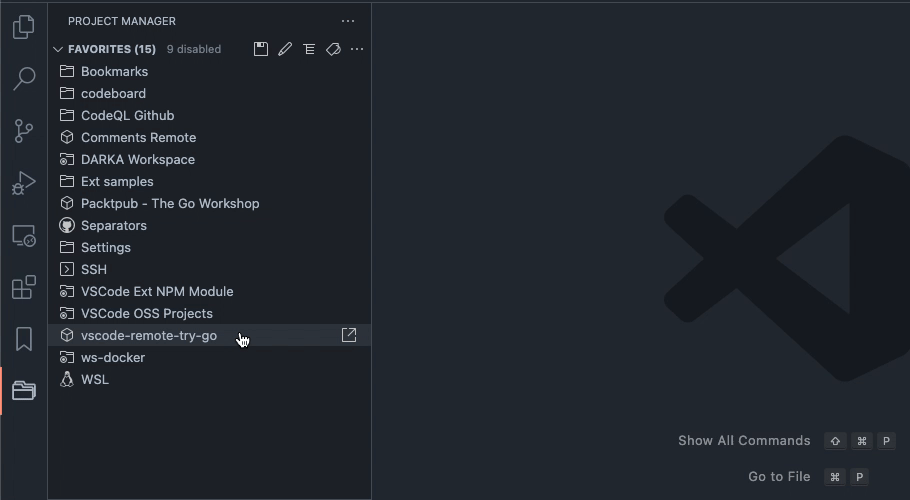 Project tags in the side bar